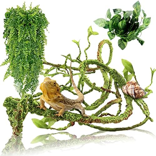 Fake Reptile Plants for Terrarium, Bendable Snake Climbing Vine by Hamiledyi
