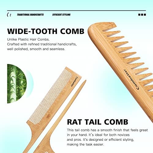 Bamboo Hair Brush and Comb Set for Hair Growth & Scalp Massager - Image 5