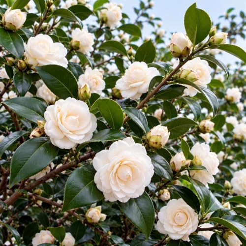 Sea Foam Camellia Shrub - 12-18" Tall Live Plant - Gallon Pot - Image 6