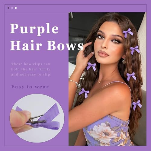 Bow Hair Clips Purple Ribbon Hair Bows Satin Mini Bowknot Y2K Hair Barrettes Cute Hair Accessories for Girls - Image 5