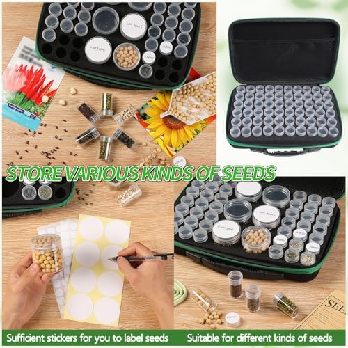 Douorgan Seed Storage Box, Portable Seed Saving Box, Sturdy Seed Organizer Kit Seed Envelopes Funnel Label, Seed Container for Flower Plants Vegetable Seed, M-60 Slots - Image 4