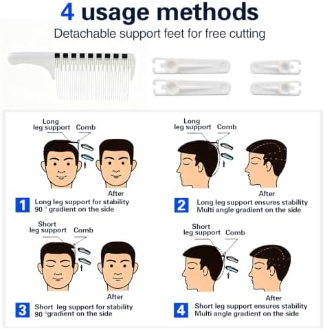 Bendable Hair Cutting Guide Comb for Men, Flexible Fade Guide with Detachable Positioning Support Feet, Professional Barber & DIY Home Haircut Tool for Clippers and Scissors - Image 5