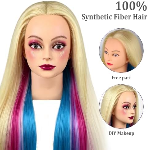 Mannequin Head with Hair 28" Doll Head for Hairdresser & Tripod Stand - Image 2
