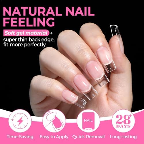 UNA GELLA Sharp Square Nail Tips Medium Soft Gel Nail Tips 216pcs 12 Sizes - Image 4