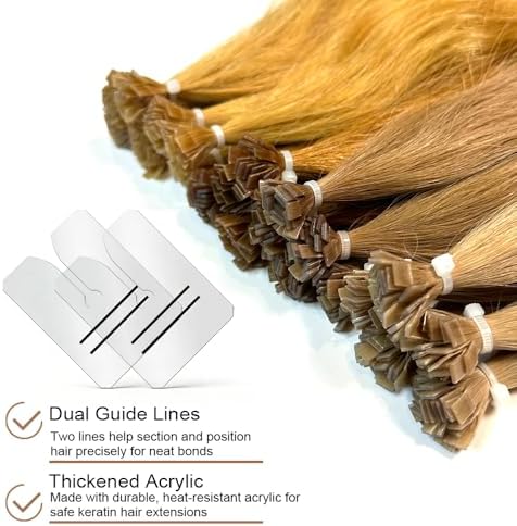 Keratin Extension Tool 10Pcs/Box Acrylic Hair Extension Heat Fusion Protector Shield Guards K Tip Single Hole Transparent Protective Plates with Storage Case Pre-Bonded Extensions - Image 2