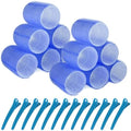 Hair Rollers, 12 Pack Hair Curler Large Hair Rollers for Women, Self Grip Hair Roller with Clips, Blue by BESSEEK