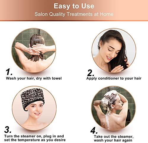 Heat Cap for Deep Conditioning, Ingeware Thermal Cap for Hair Steamer Cap for Natural Hair Portable Electric Heat Hair Spa Cap for Home Use Pattern (Leopard Print) - Image 3