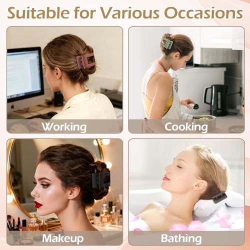 French Flat Hair Clips for Women 6pcs Hair Claw Clips for Thick or Thin Hair Matte Claw Clips for Girls Barrettes Non-Slip Strong Hold Hair Accessories for Women (Basic) - Image 7