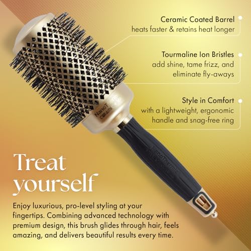Olivia Garden NanoThermic Ceramic + Ion Round Thermal Hair Brush - Not Electrical - Professional Blowout Brush for Normal to Thick Hair - Image 4