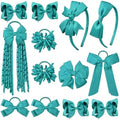 DEEKA Teal School Hair Accessories Set 13 Pcs Uniform Bow Headband Clips Hair Ties Curly Korker Bows for Little Toddler School Girls (Teal) by DEEKA