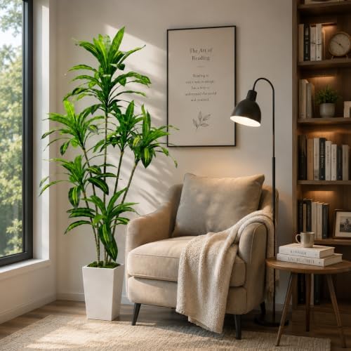 Artificial Dracaena Tree with White Tall Planter, 7FT - Image 4