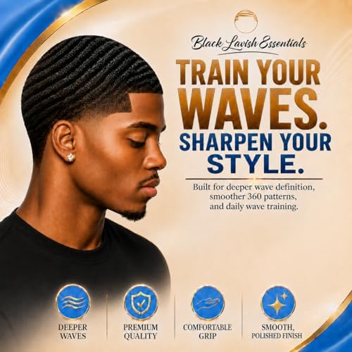 360 Wave Brush, Soft, Build Deeper Waves & Hard Boar Bristle, Curved Design, Black Lavish Essentials Signature (Medium-Hard Brush, Sky Blue) - Image 5