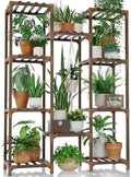 Bamworld Plant Stand Indoor Outdoor Tall Plant Shelf for Multiple Plants Pots Wood Flower Stand Large Flower Holder for Living Room, Patio, Balcony, Garden Decor, Brown by Bamworld