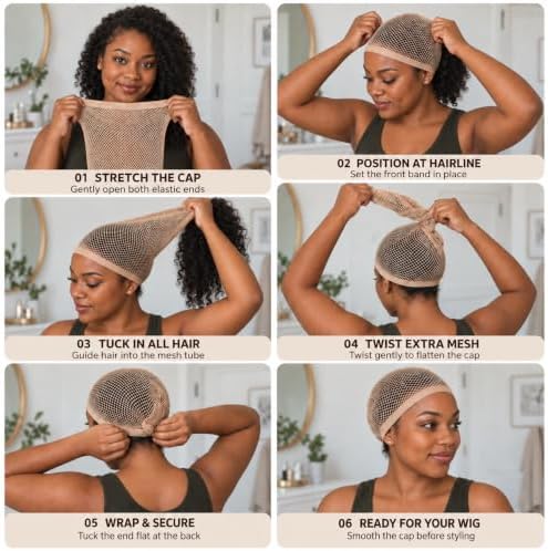 Latex Bald Cap Set with 2 Nylon Wig Caps for Halloween Costume (4PCS) - Image 5