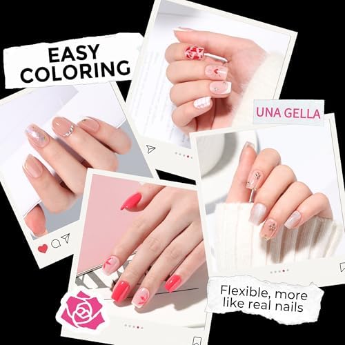 UNA GELLA Short Square Gel Nail Tips Squoval 216pcs Pre-Etched Full Cover - Image 3