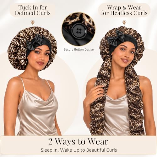 Bonnet for Braids Long Hair Double Layer Silk Satin Bonnet Bounce Curl Caps Women Sleeping Samurai Wrap Hair Hose Cap 2 in 1 - Image 4