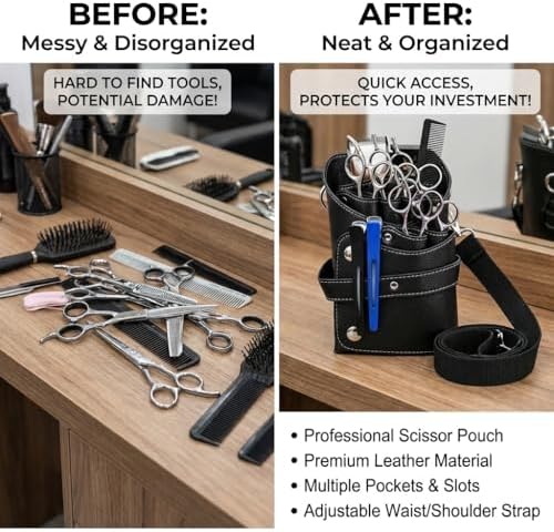 Professional Salon Hair Scissors Pouch,PU Leather Tool Organizer Holster - Image 4