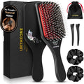 Boar Bristle Hair Brush for Women, Wooden Smoothing Detangler Gift Set by URTHEONE