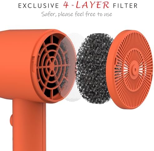 AINA Diffuser Hair Dryer Full-Featured Blow Dryer 110V/1600W(Lava Orange) - Image 2