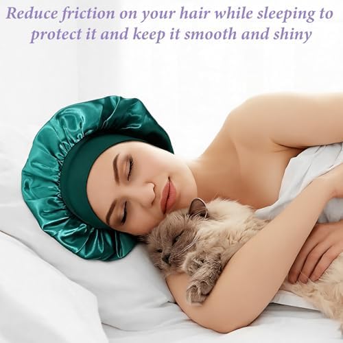 20Pcs Satin Bonnets for Sleeping, Large Silk Hair Bonnet for Women, Wide Band Adjustable Sleep Cap for Curly Braids Dreadlocks Natural Hair (20 Colors) - Image 6