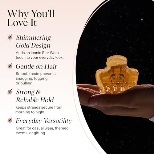 Kitsch x Star Wars Glitter Medium Hair Clip for Women - C-3PO, 1pc - Image 3