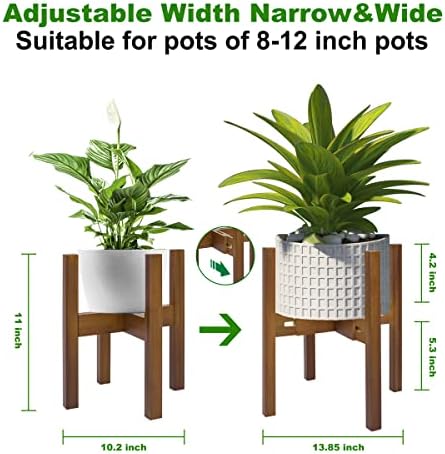 Rnined Adjustable Plant Stand Indoor,Bamboo Mid Century Modern Plants Stands, Stable Plant Holder,Fit 8 9 10 11 12 inch Pots (Pot & Plant Not Included) (Pack of 20) - Image 3