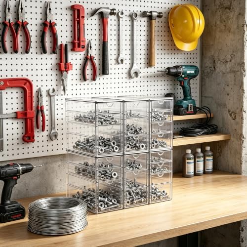 Prsildan Stackable Desk Organizers with 20 Drawers, Craft Storage Drawer - Image 7
