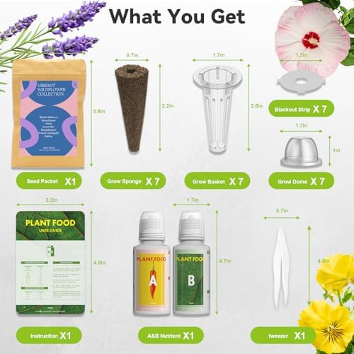 Wild Flower Seed Hydroponic Pod Kit Compatible with Aerogarden, Ahopegarden, Letpot, 7 Pods with Variety Seeds(Blush Hibiscus, Coneflower, Dahlia, Viola, Lavender, French Marigold, Snapdragon) - Image 2