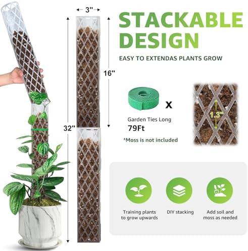 Plastic Moss Pole for Monstera and Climbing Plants (6 PACK-16Inch) - Image 2