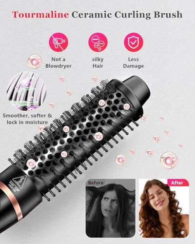 5 in 1 Curling Iron, Fast Heat Up Thermal Brush Set with 4 Interchangeable Ceramic Barrels (0.35”-1.25”) Dual Voltage Travel Tools Birthday Gift for Women - Hair Curler Wand Kit for Curls & Blowout - Image 3