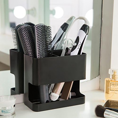 MyGift 2 Slot Hair Tools Organizer, Black Metal Wall Mounted Holder - Image 3