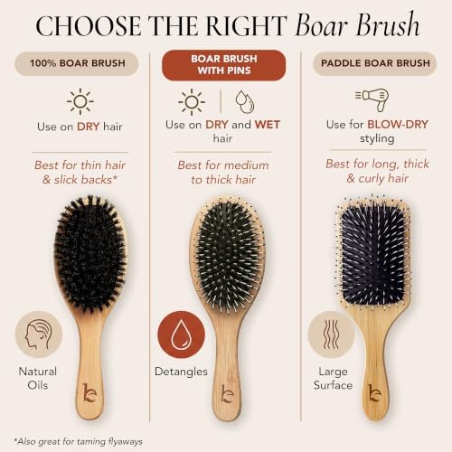 Boar Bristle Hair Brush - Smoothes & Detangles All Hair Types - Image 5