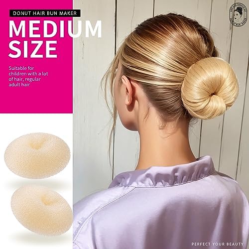 Teenitor Donut Bun Maker Set - Hair Bun Ring with 5 Bands, 20 Bobby Pins & 7 Chignons (2 Small, 2 Medium, 1 Large, 1 Extra-Large) for Hairstyles in Beige - Image 3