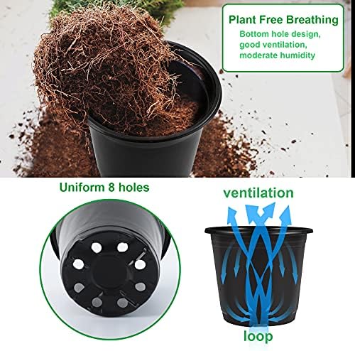 Augshy 150 Pcs 4" Black Plastic Plants Nursery Pot,Seed Starting Pots - Image 3