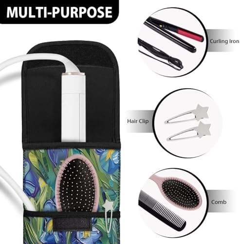 Ohuysud Curling Iron Storage Bag Heat Resistant Travel Bag Neoprene Pouch for Curling Iron Cat Irises Large Capacity Flat Neoprene Curling Iron Straightener Bag - Image 7
