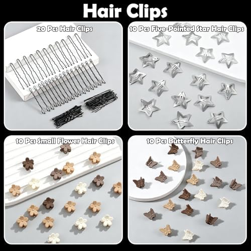 Black Hair Accessories for Girls, 1705 Pcs Elastic Hair Bands Hair Ties with Hair Clips Hair Tail Tools, Girls Hair Accessories for Toddler Girl Women - Image 3