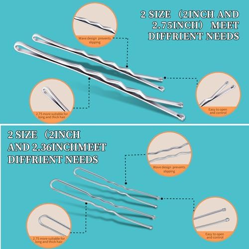 Teenitor 300pcs Silver Bobby Pins Hair Pins Kit Silver Gray Bobby Pins - Image 5