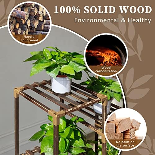 Plant Stand Indoor Outdoor, 10 Tiered Plant Shelf Wood Plant Rack - Image 2