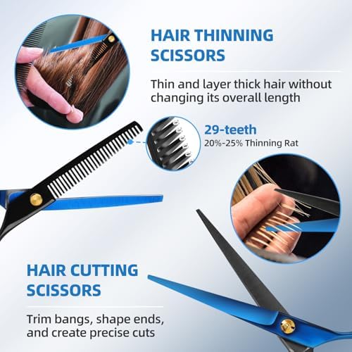 ETHTXE Professional Hair Cutting Scissors Kit, 6.5" Barber Cutting Shears - Image 3