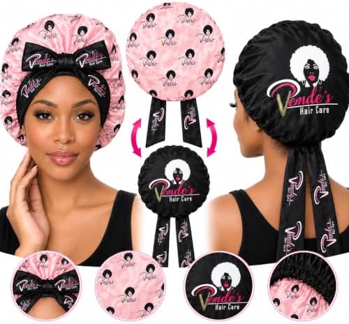 Venide's Reversible Satin Bonnet for Women - Adjustable Tie Strap Sleep Cap for Curly & Natural Hair by Unknown