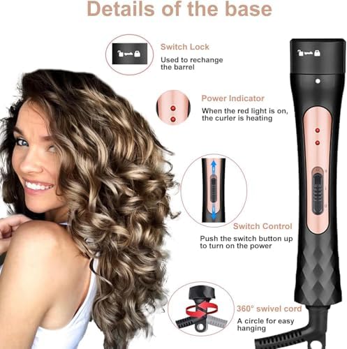 JAETON Curling Iron Wand Set 3 in 1 with 0.35"-1.25" Ceramic Barrels - Image 4
