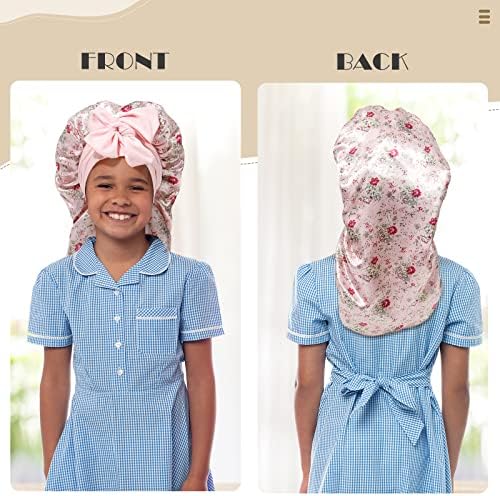 AWAYTR Kids Bonnets for Girls - Satin Long Hair Braid Bonnet for Sleeping - Image 6