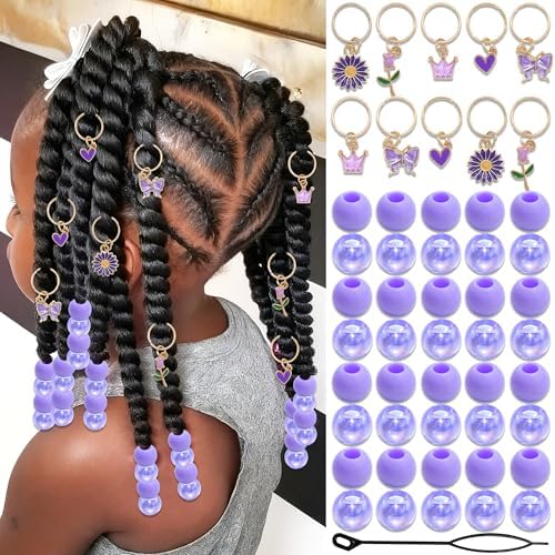 NAISKA 50PCS Purple Beads for Hair Multi-styles Hair Jewelry for Braids by NAISKA