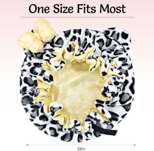 Cute Bear Ears Bow Bonnet Adjustable Sleep Cap Women Large - Image 3