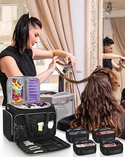 MONSTINA Professional Hairstylist Traveling Bag with Two Detachable Small Bags+Four Gadget Bag,Hairdressing Makeup Salon Organizer Bag - Image 6