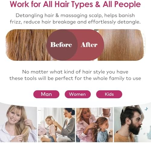 Travel Mini Sandalwood Hair Brush Comb for Women & Kids, Melous Wooden Bamboo Anti-Static Detangler Brush Massage Scalp Comb for Hair Growth - Image 7