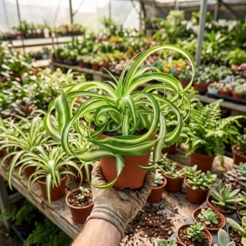 Curly Spider Plant, Desk Shelf Plant, 4-6 Inch Tall, 4 Inch Pot - Image 6