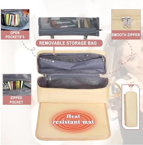 Hair Tools Travel Bag with Heat Resistant Pad, Portable Hair Tools Storage for Hair Straighteners, Curling Iron and Hair Care Accessories, Traveling Essentials for Women - Image 4