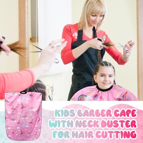 Ramede 2 Pcs Kids Haircut Capes, Unicorn Barber Capes for Girls, Waterproof Hair Cutting Aprons with Adjustable Snap Closure for Home Salon Haircut and Dyeing - Image 4