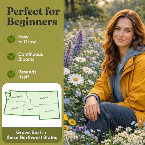 Geva Grow Northwest Wildflower Seeds Regional Mix - Organic, Non-GMO - 100% Pure Seed - 20 Different Wildflowers Seeds of Annual and Perennial, 1 LB Tub - Image 4